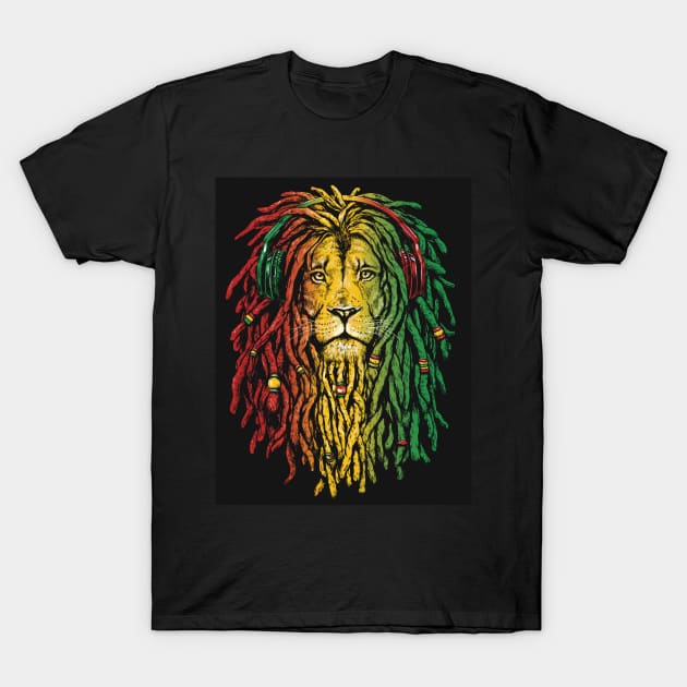 Afro Lion uncial print T-Shirt by Dmitriy